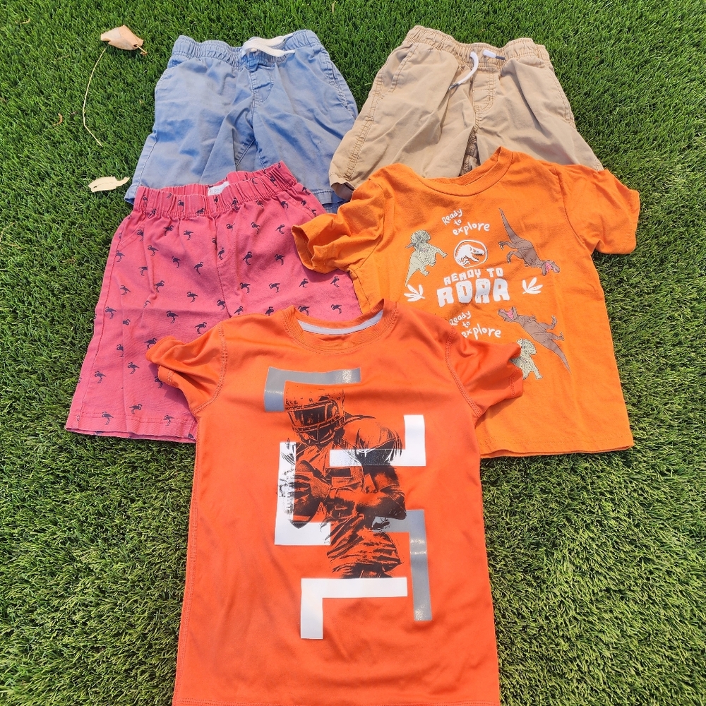 Boys Size 6 - 3 Shorts & 2 Shirts Set Cat & Jack Jurassic Park All In Motion